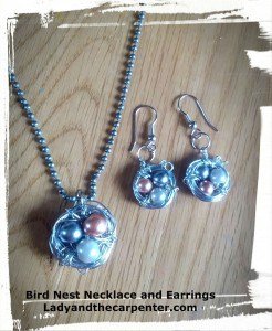 Bird Nest Necklace and Earrings